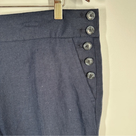 Talbots Navy Blue Greenwich Wide Leg Pants size 16 100% Linen - Picture 3 of 7